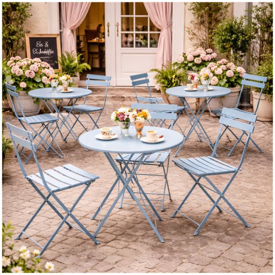 Gartenstuhl 2er-Set Basil Metall Blau 
