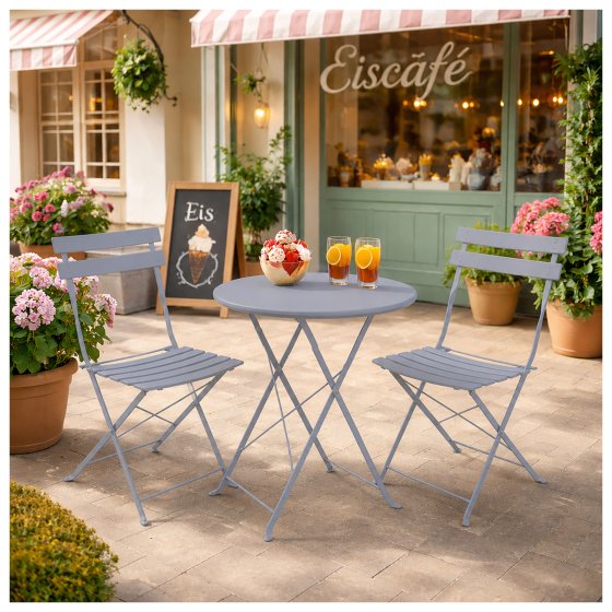 Gartenstuhl 2er-Set Basil Metall Grau 