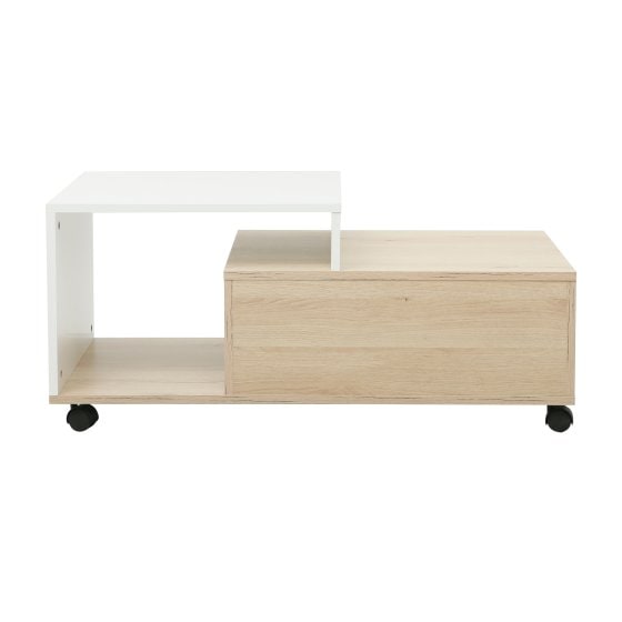 Couchtisch Cedrik auf Rollen mit Schublade Artisaneiche-Weiß 