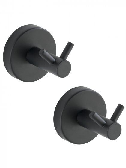 Wandhaken Duo Mod. Bosio Black matt, 2er Set, Edelstahl rostfrei 