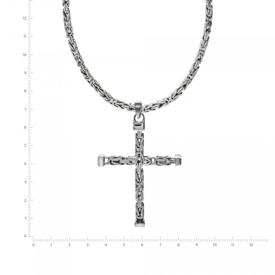 Halskette Silber 925 poliert mit Kreuz-Anhänger 55cm lang Königskette 2,2mm breit 