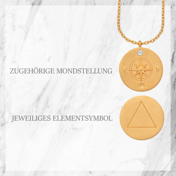 Halskette Element Erde 925/- Sterling Silber vergoldet Weißtopaz 