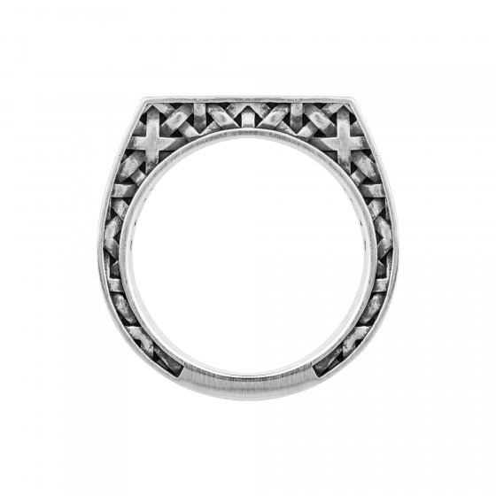 Ring 925/- Sterling Silber Siegelring mattiert oxidiert Flechtoptik 