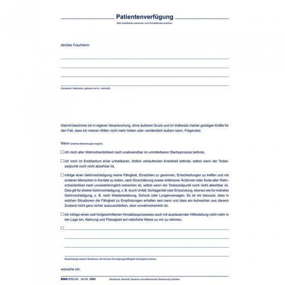 Mappe „Meine Patientenverfügung”