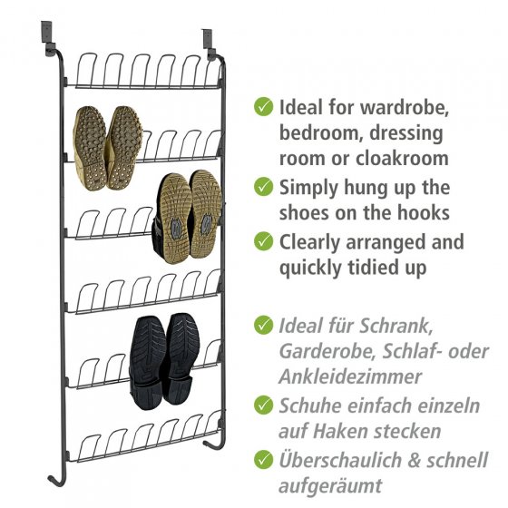 Türregal für Schuhe Schwarz, für 18 Paar 