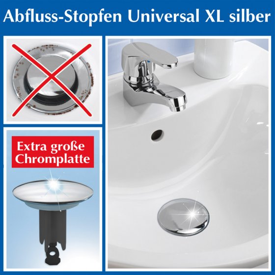 XL-Abfluss-Stöpsel silber Chrom