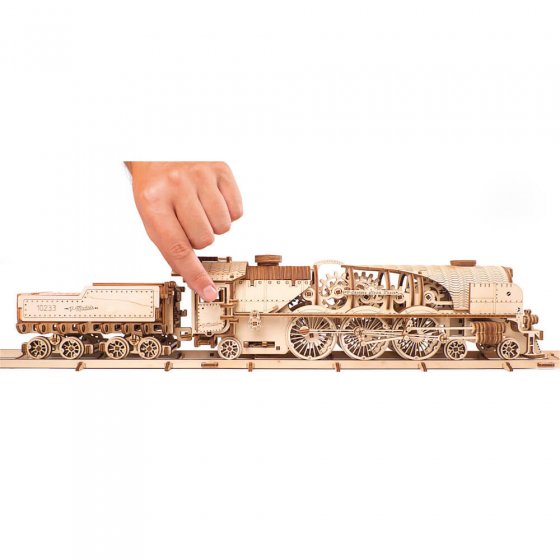 Holzmodell Dampflokomotive mit Tender 