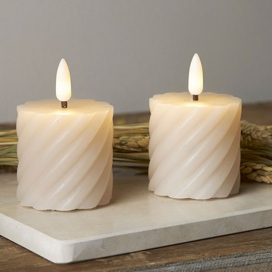 LED Stumpenkerze 2er-Pack SWIRL 