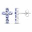 Ohrringe Silber 925 rhodiniert Kreuz-Motiv mit echten Tansanit-Steinen - 4