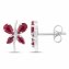 Ohrringe Silber 925 rhodiniert Schmetterling-Motiv mit echtem Rubin - 4