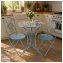 Bistro Sitzgruppe Metall weiß Tisch mit 2 Stühlen Balkon Set Gartenmöbel - 4