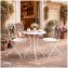 Bistro Sitzgruppe Metall Creme Tisch mit 2 Stühlen Balkon Set Gartenmöbel - 4