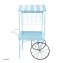 Blumenwagen Vintage Metall blau Dekowagen Buffetwagen auf Rädern - 4