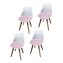 Esszimmerstuhl 4er Set Weiß mit Kunstledersitz Atlanta Rosa mit Ornament - 4