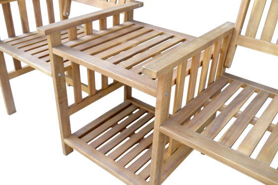 2-Sitzer-Gartenbank mit Beistelltisch klappbar, ca. 163 x 63 x 91 cm - Braun 