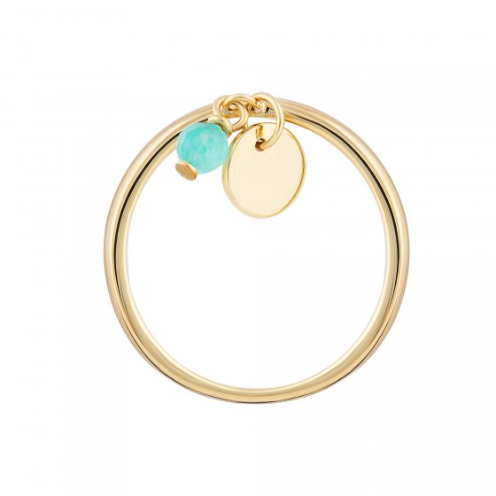 Ring 925 Silber vergoldet Anhänger Amazonit Plättchen 