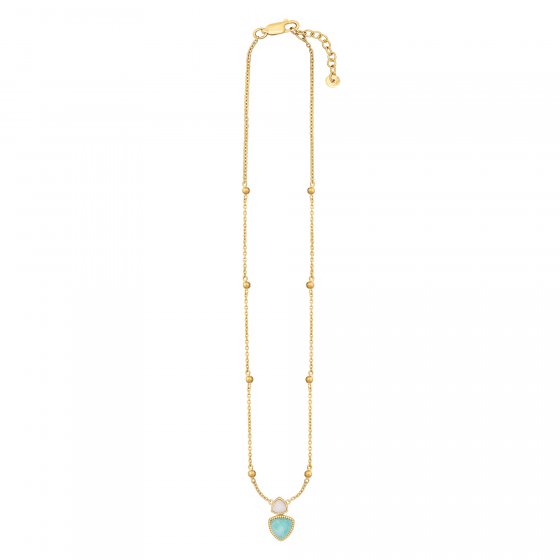 Collier 925 Silber vergoldet Dreiecke Amazonit & weißer Achat 
