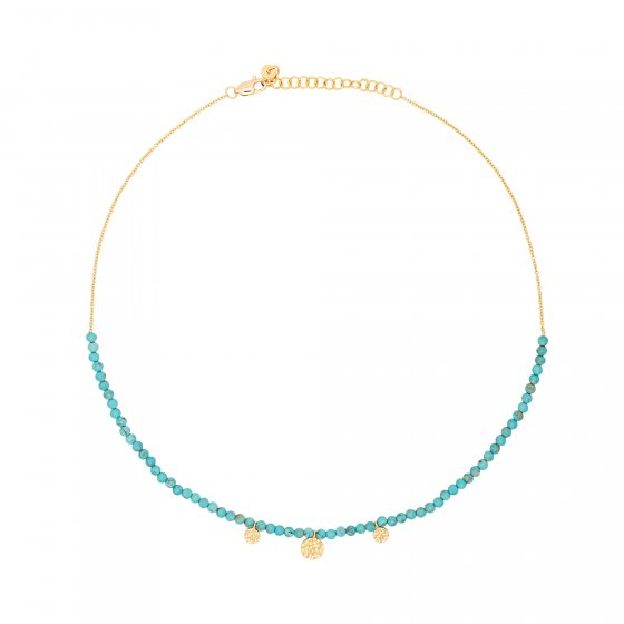 Halskette 925 Silber vergoldet türkiser Howlith Plättchen 