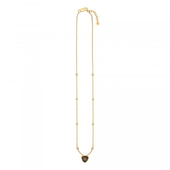 Collier 925 Silber vergoldet Dreieck Labradorit Weißtopas 