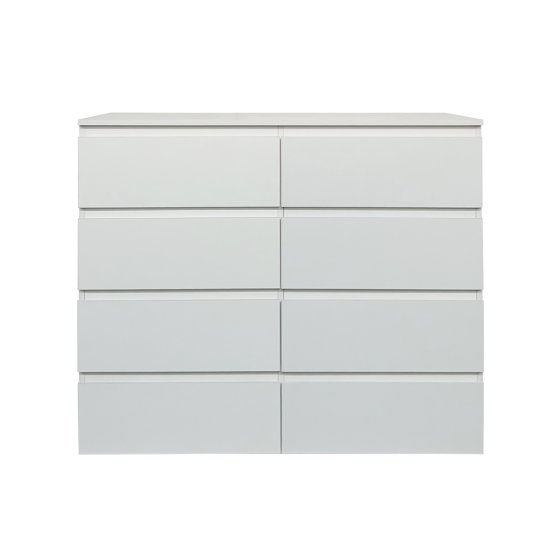 Kommode 8 grifflose Schubladen Thekla Weiß 