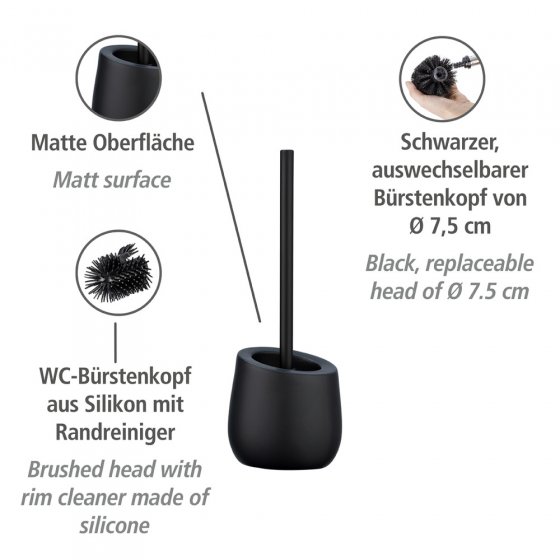 WC-Garnitur Mod. Badi Schwarz Keramik, mit Silikon-Bürstenkopf 