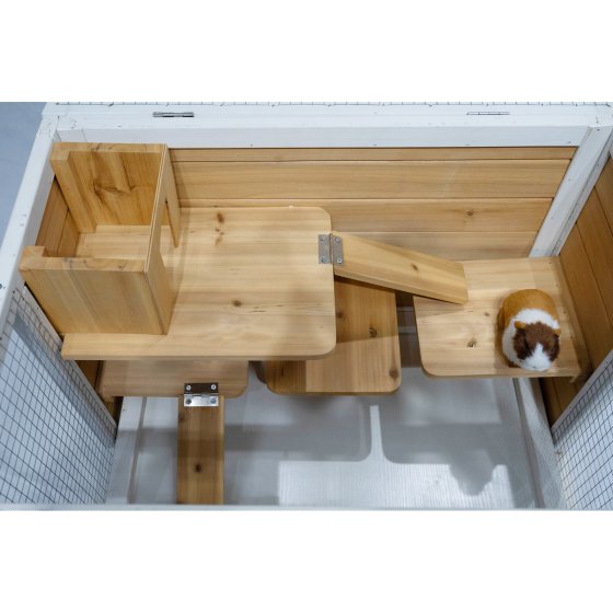 Erhöhter Kleintierkäfig aus Holz Nagerkäfig für Kaninchen, Meerschweinchen und Co. 