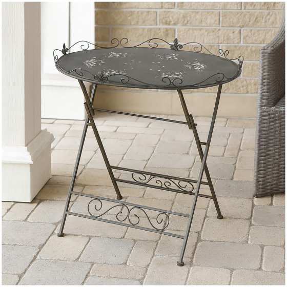 Gartentisch aus Metall Rostoptik Beistelltisch romantisch für Terrasse Balkon 