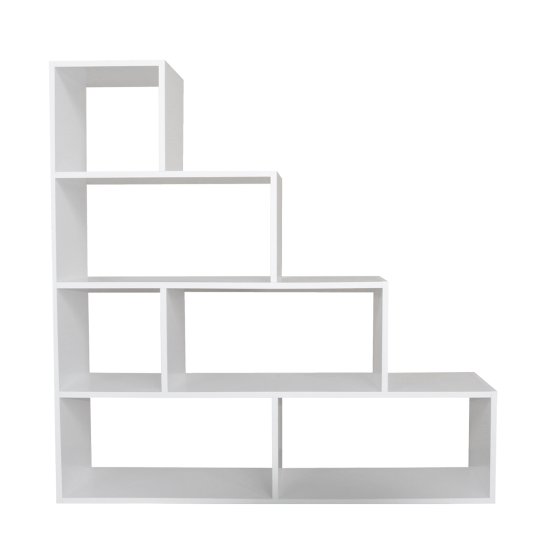 Stufenregal in Weiß Raumteiler Bücherregal 114 x 114 x 30 cm vielseitig einsetzba 