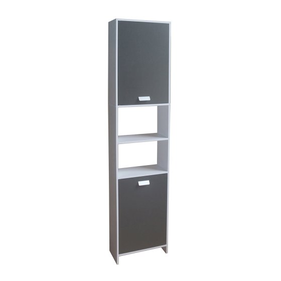 Hochschrank Badschrank Grau Stauraumschrank mit Türen und Fächern 