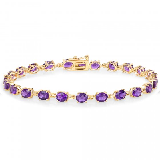 Armband 925-Sterling Silber vergoldet Glänzend  Amethyst lila 