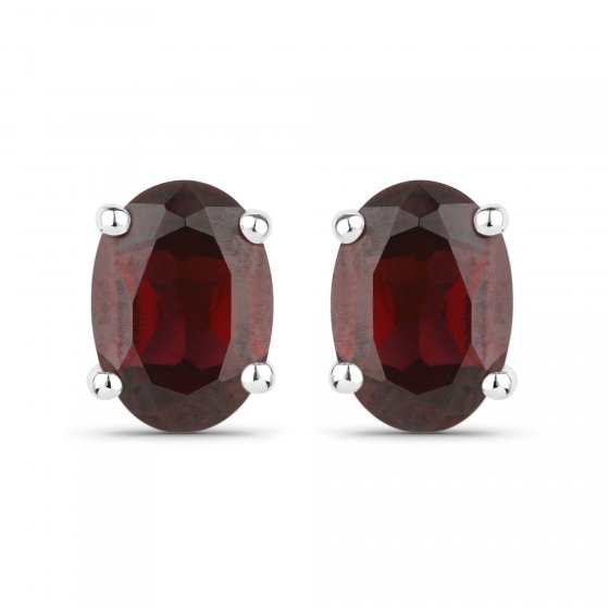 Schmuck-Set Silber 925 rhodiniert Ohrringe und Halskette mit echtem Granat 