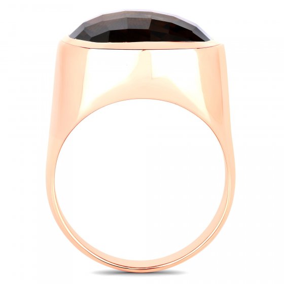 Ring 925-Sterling Silber rotvergoldet Glänzend Rauchquarz dunkelbraun 