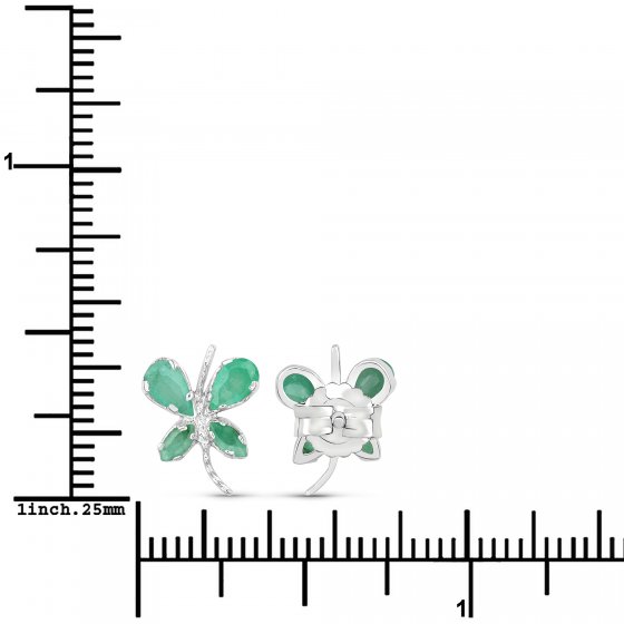 Ohrringe Silber 925 rhodiniert Schmetterling-Motiv mit echtem Smaragd 