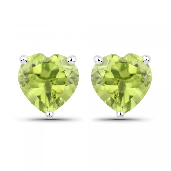 Schmuck-Set Silber 925 rhodiniert Ohrringe und Halskette mit echtem Peridot in Herzform 