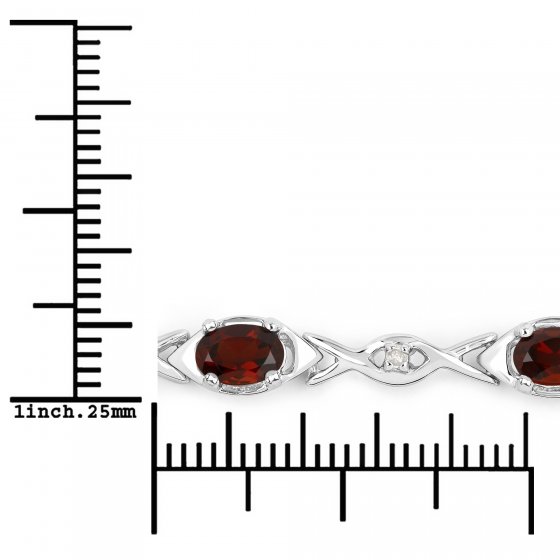 Armband 925-Sterling Silber rhodiniert Glänzend  Granat bordeaux 