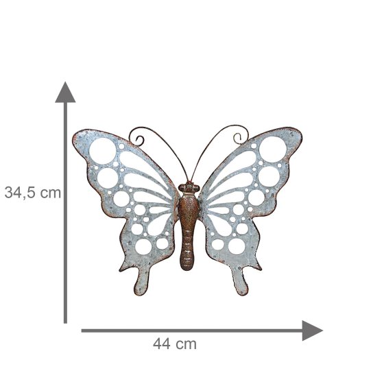 Metall Wanddekoration Schmetterling 44x35 cm dekorativ Vintage Look 