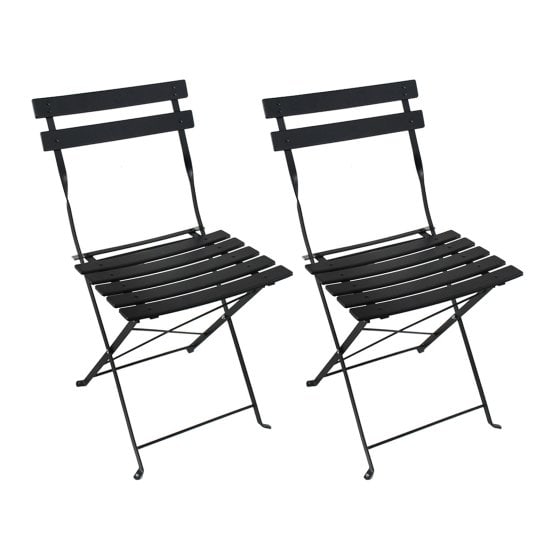 Gartenstuhl 2er-Set Basil Metall Schwarz 