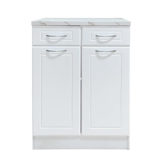 Küchenunterschrank Jenna Country Weiß 60 cm mit 2 Schubladen 