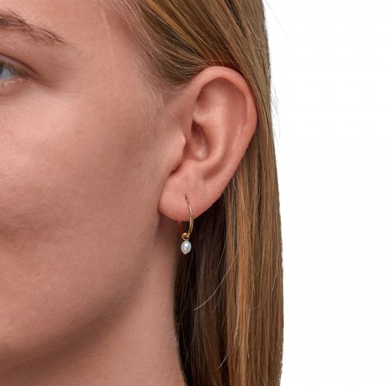 Ohrringe Silber 925 vergoldet mit weißen Perlen 3x5mm 