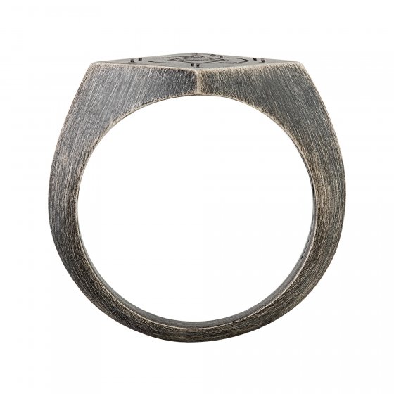 Ring 925 Silber Siegelring Raute matt oxidiert Tattoo Motiv 
