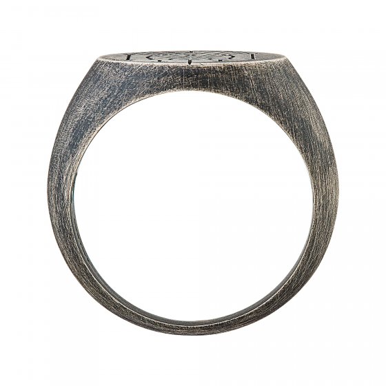 Ring 925 Silber Siegelring Kreis matt oxidiert Tattoo Motiv 
