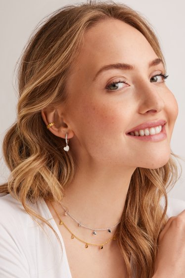 Collier 925 Silber rhodiniert Anhänger Herzen 