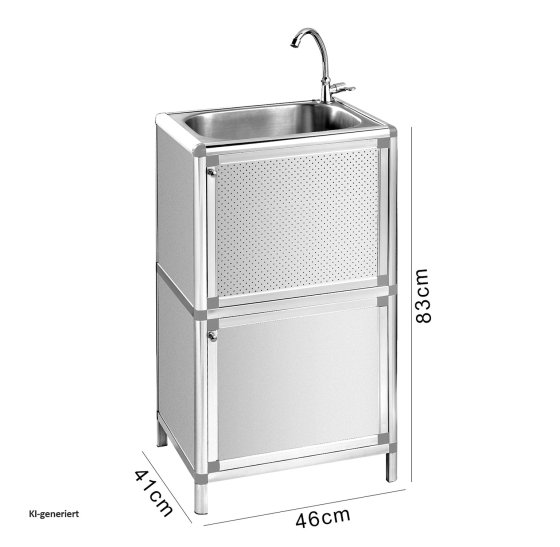 Spüle mit Unterschrank für Outdoorküche Silber 