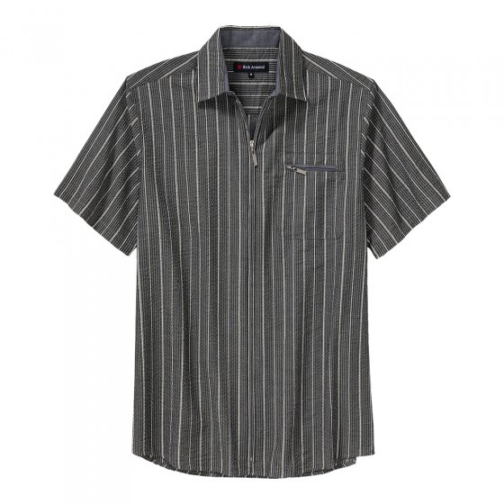 Seersuckerhemd mit Reißverschluss 3XL (47/48) | Beige