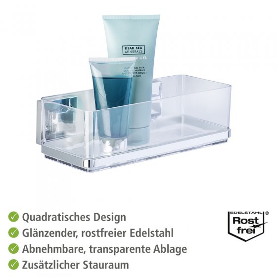 Vacuum-Loc® Wandablage Mod. Quadro Edelstahl, Befestigen ohne bohren 