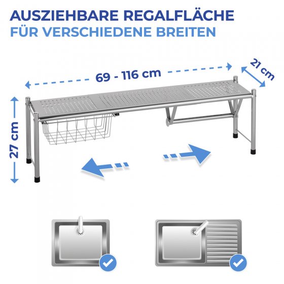 Spülbeckenregal Mod. Expando, mit herausziehbarem Ablagekorb 
