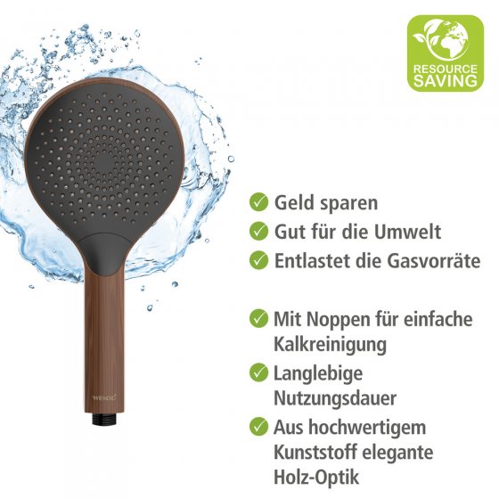 Duschkopf Watersaving Wood, Ø 12 cm 