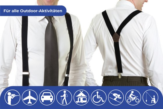 Hosenträger Schwarz, klassische Y-Form 