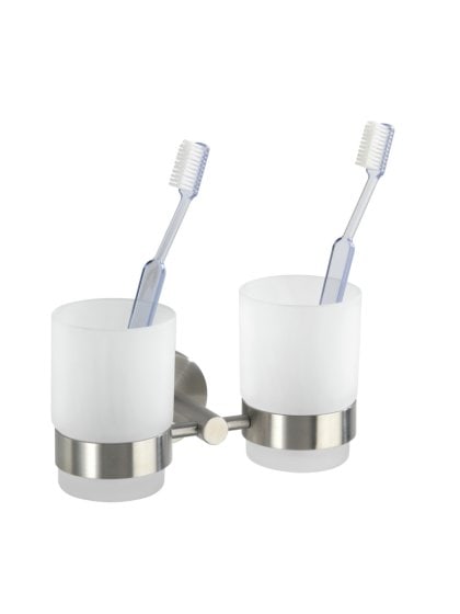 Zahnputzbecher Duo Mod. Bosio Edelstahl matt, rostfrei 