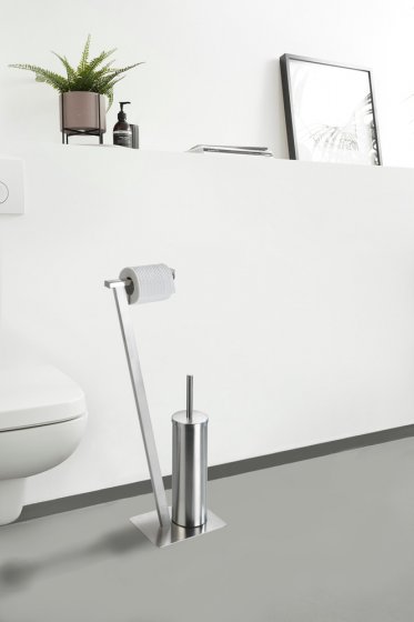 Stand WC-Garnitur Mod. Lirio Edelstahl matt, WC-Bürstenhalter mit Rollenhalter 